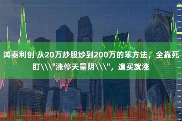 鸿泰利创 从20万炒股炒到200万的笨方法，全靠死盯\＂涨停天量阴\＂，逢买就涨