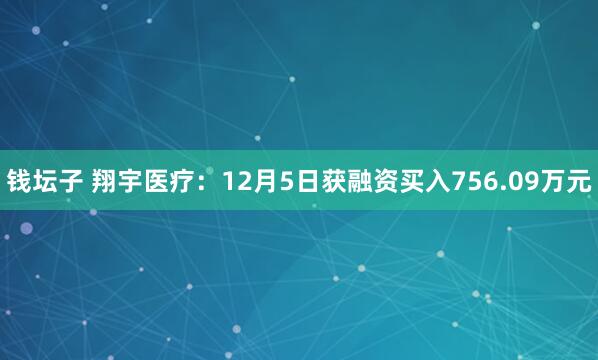 钱坛子 翔宇医疗：12月5日获融资买入756.09万元
